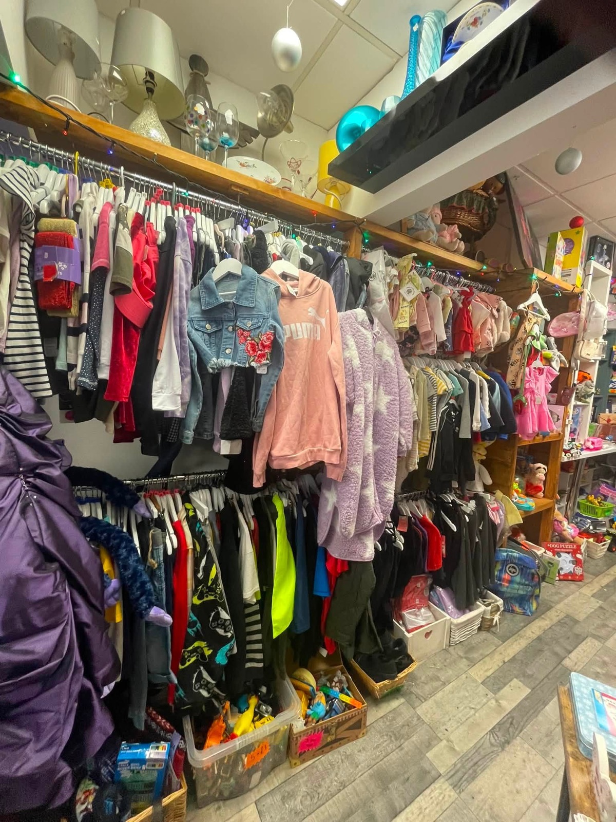 Swimwear, jeans and jackets on display